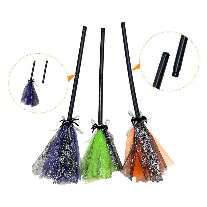 Mini Witch Magic Broom | Purple, Green or Orange Halloween Prop