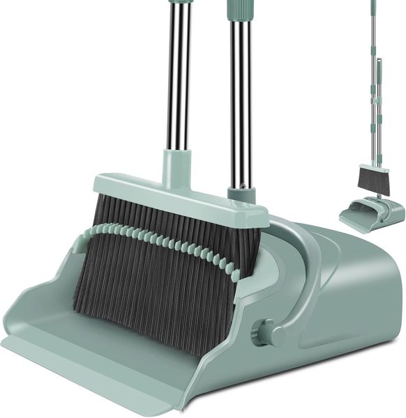 Upright Broom & Dustpan Set with Long Handle | No-Bend Sweeping